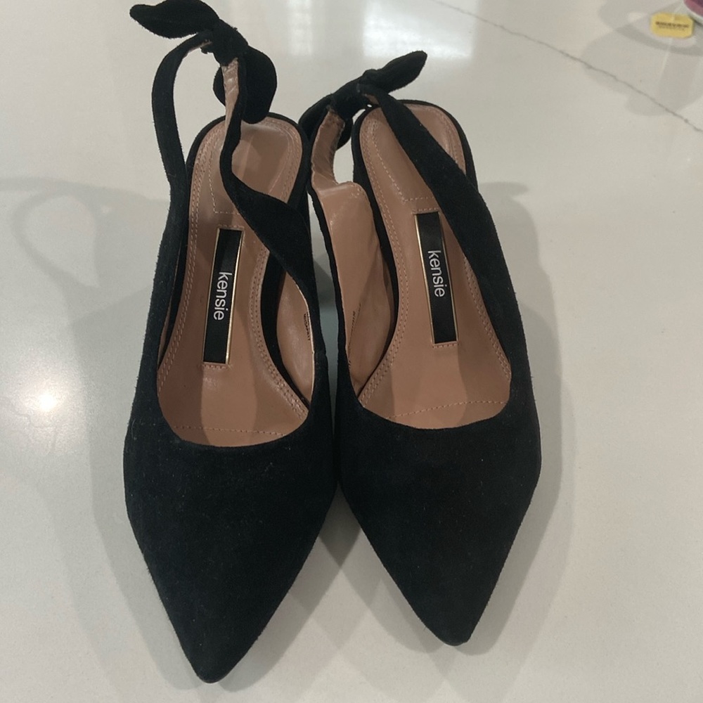Kenzie black, block, sling back heels